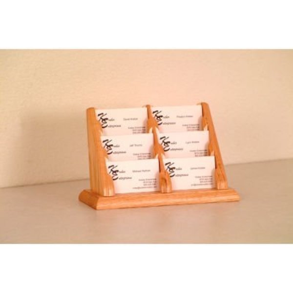 Wooden Mallet 6 Pocket Counter Top Business Card Holder - Light Oak BCC2-6LO